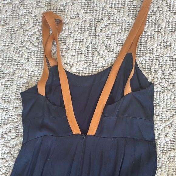 Elegant navy blue Dress with Tan Straps - Picture 3 of 3